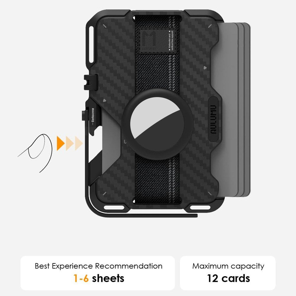 AULUMU Multifunktionel Kortholder - MagSafe Kompatibel - Sort Carbon