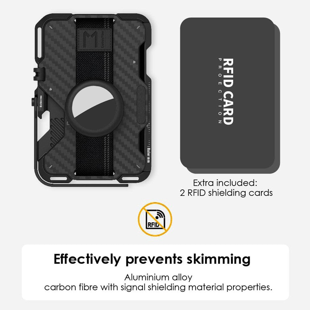 AULUMU Multifunktionel Kortholder - MagSafe Kompatibel - Sort Carbon
