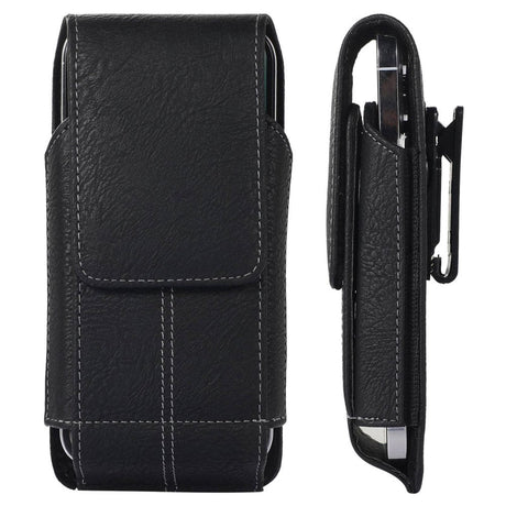 Universal Læder Etui til Mobil - Klemme - Sort (Maks. Mobil: 150 x 80 mm)