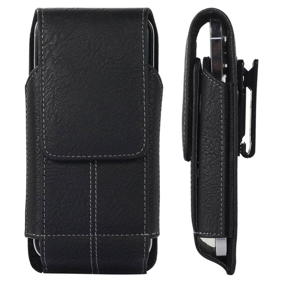 Universal Læder Etui til Mobil - Klemme - Sort (Maks. Mobil: 150 x 80 mm)