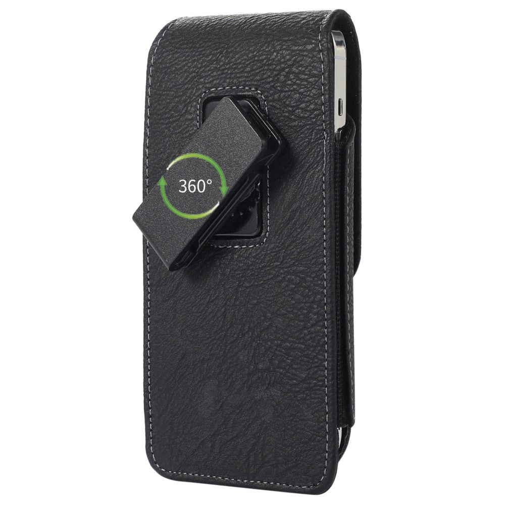Universal Læder Etui til Mobil - Klemme - Sort (Maks. Mobil: 150 x 80 mm)