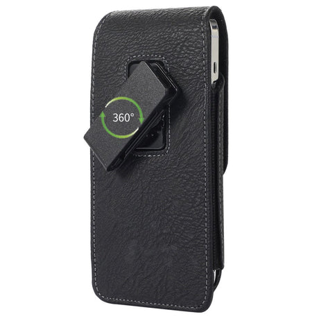 Universal Læder Etui til Mobil - Klemme - Sort (Maks. Mobil: 150 x 80 mm)