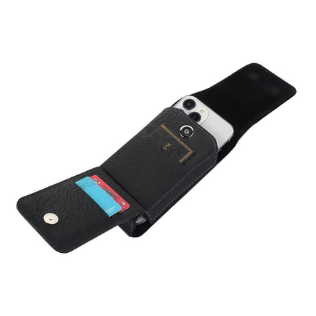 Universal Læder Etui til Mobil - Klemme - Sort (Maks. Mobil: 150 x 80 mm)