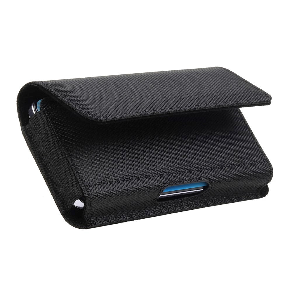 Universal Læder Bæltetaske til Mobil m. Magnetisk Luk - Sort (Maks Mobil: 180 x 90 mm)