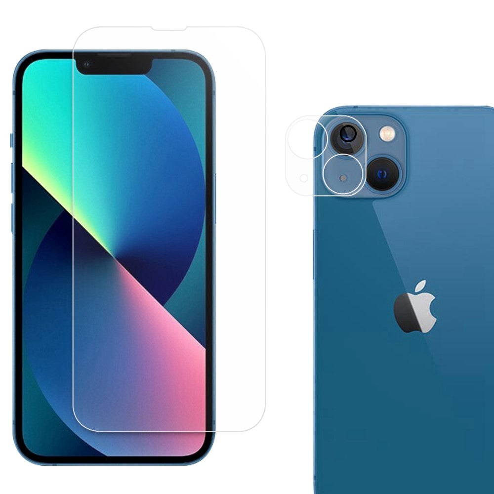 iPhone 14 Plus Beskyttelsesglas Til Skærm & Kameralinse - Gennemsigtig