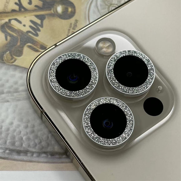 iPhone 13 / 13 Mini Kameralinse Beskyttelse m. Glitterring - Blå
