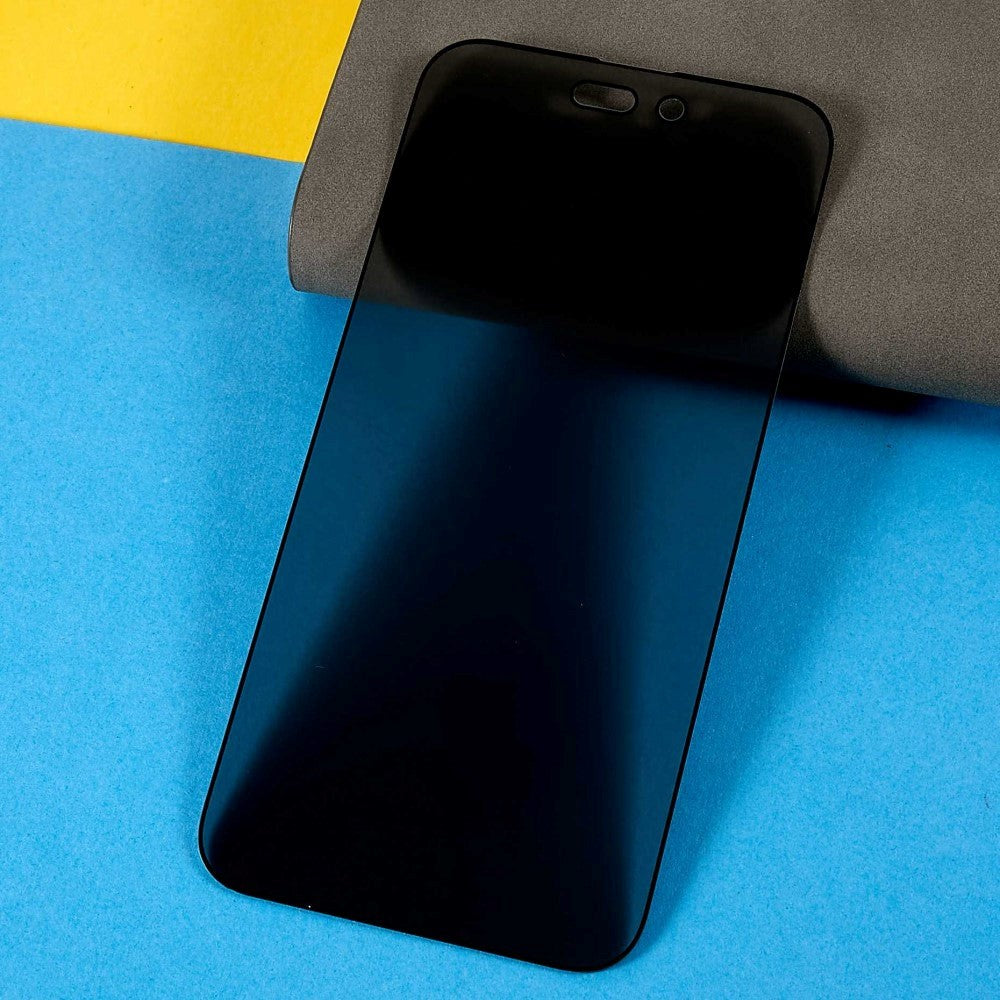 iPhone 14 Pro Max Privacy Full Screen Hærdet Glas Skærmbeskyttelse - Sort kant