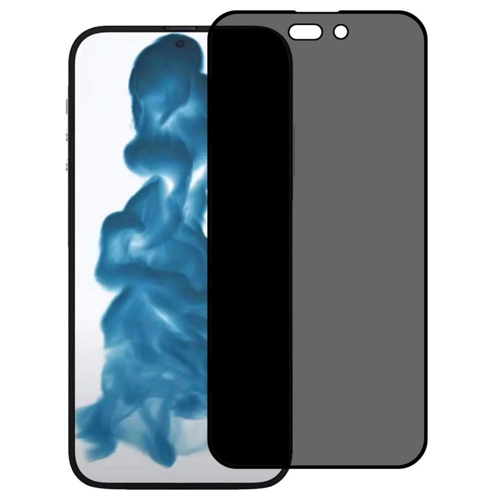 iPhone 14 Pro Privacy Full Screen Hærdet Glas Skærmbeskyttelse - Sort kant