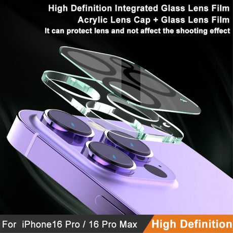 IMAK iPhone 16 Pro / 16 Pro Max Hærdet Kameralinse Beskyttelsesglas - Gennemsigtig / Sort