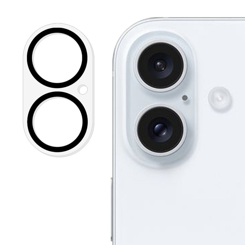 iPhone 16 Plus Hærdet Beskyttelsesglas til Kameralinsen - Gennemsigtig m. Sort Kant
