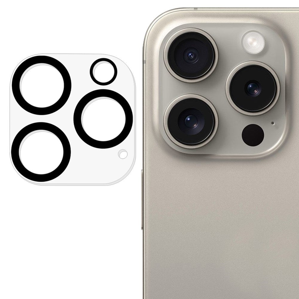 iPhone 16 Pro Hærdet Beskyttelsesglas til Kameralinsen - Gennemsigtig m. Sort Kant