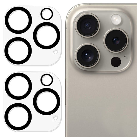 iPhone 16 Pro / 16 Pro Max Kameralinse Hærdet Beskyttelsesglas 2-pack - Gennemsigtig / Sort