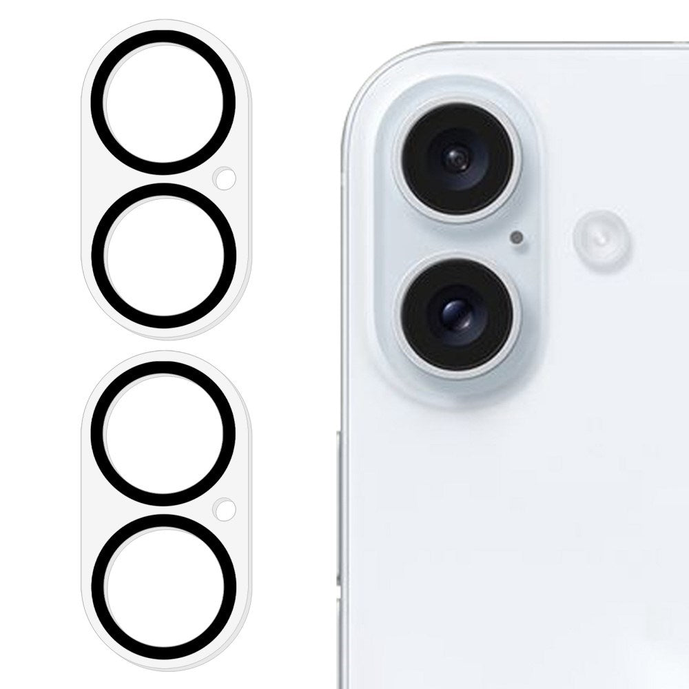 iPhone 16 / 16 Plus 2 Stk. Hærdet Beskyttelsesglas til Kameralinsen - Gennemsigtig m. Sort Kant