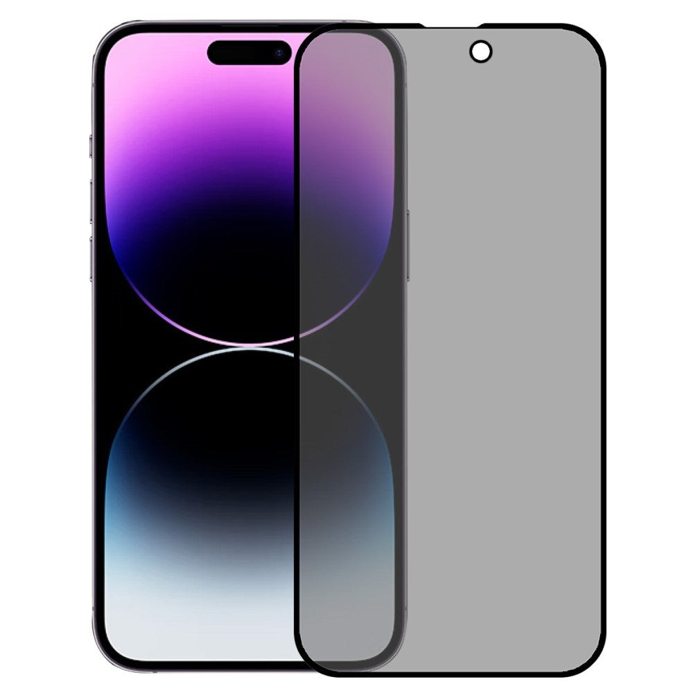 iPhone 16 Hærdet Glas m. Privacy - Full-Fit Skærmbeskyttelse - Sort Kant