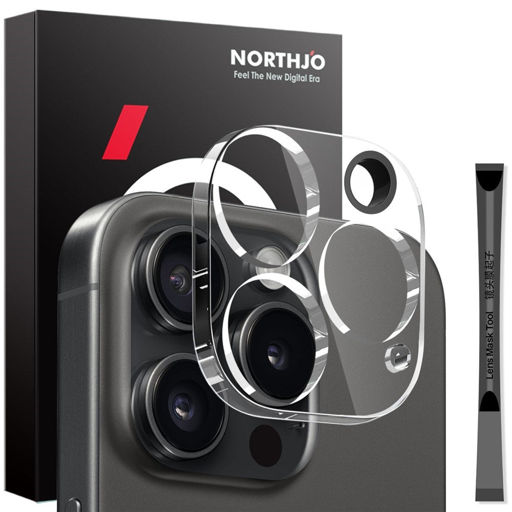 NORTHJO iPhone 15 Pro / 15 Pro Max Hærdet Kameralinseglas - Gennemsigtig