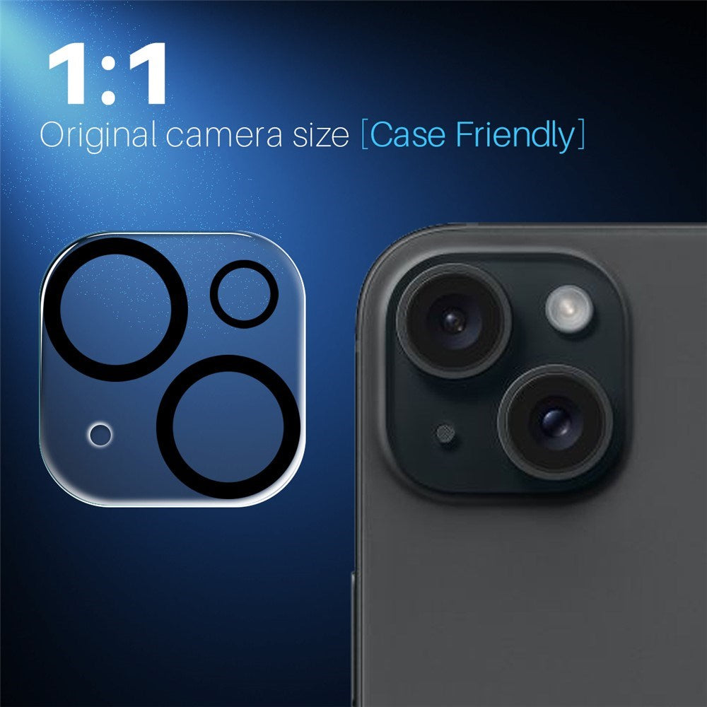 NORTHJO iPhone 15 / 15 Plus Hærdet Kameralinseglas - Gennemsigtig / Sort Kant