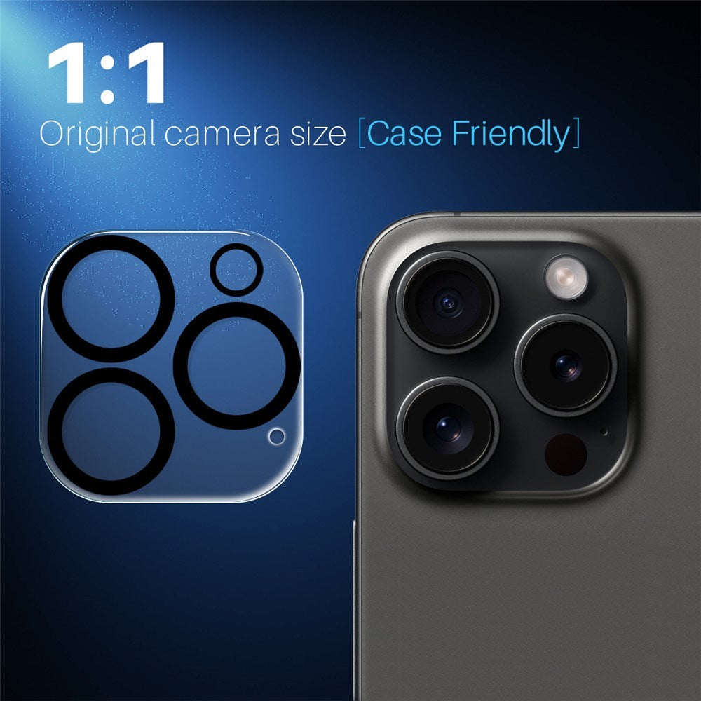 NORTHJO iPhone 16 Pro / 16 Pro Max Hærdet Kameralinseglas - Gennemsigtig / Sort Kant