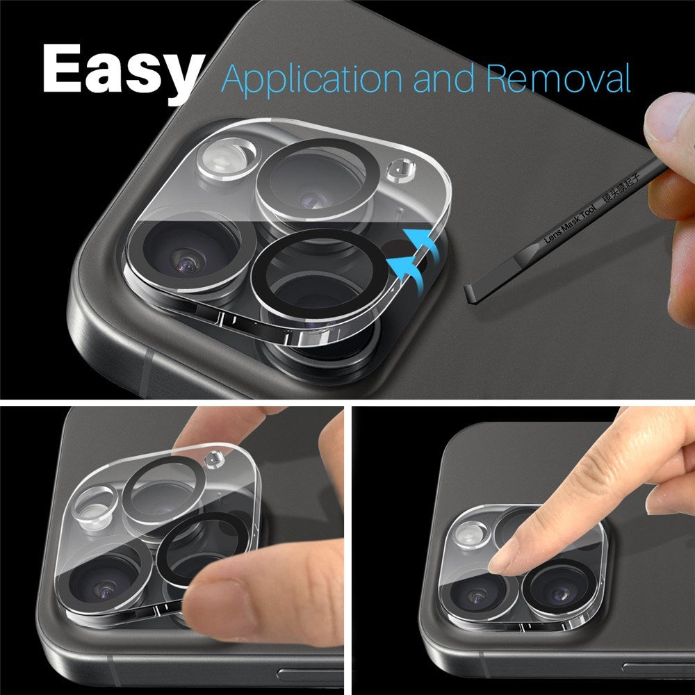 NORTHJO iPhone 16 Pro / 16 Pro Max Hærdet Kameralinseglas - Gennemsigtig / Sort Kant
