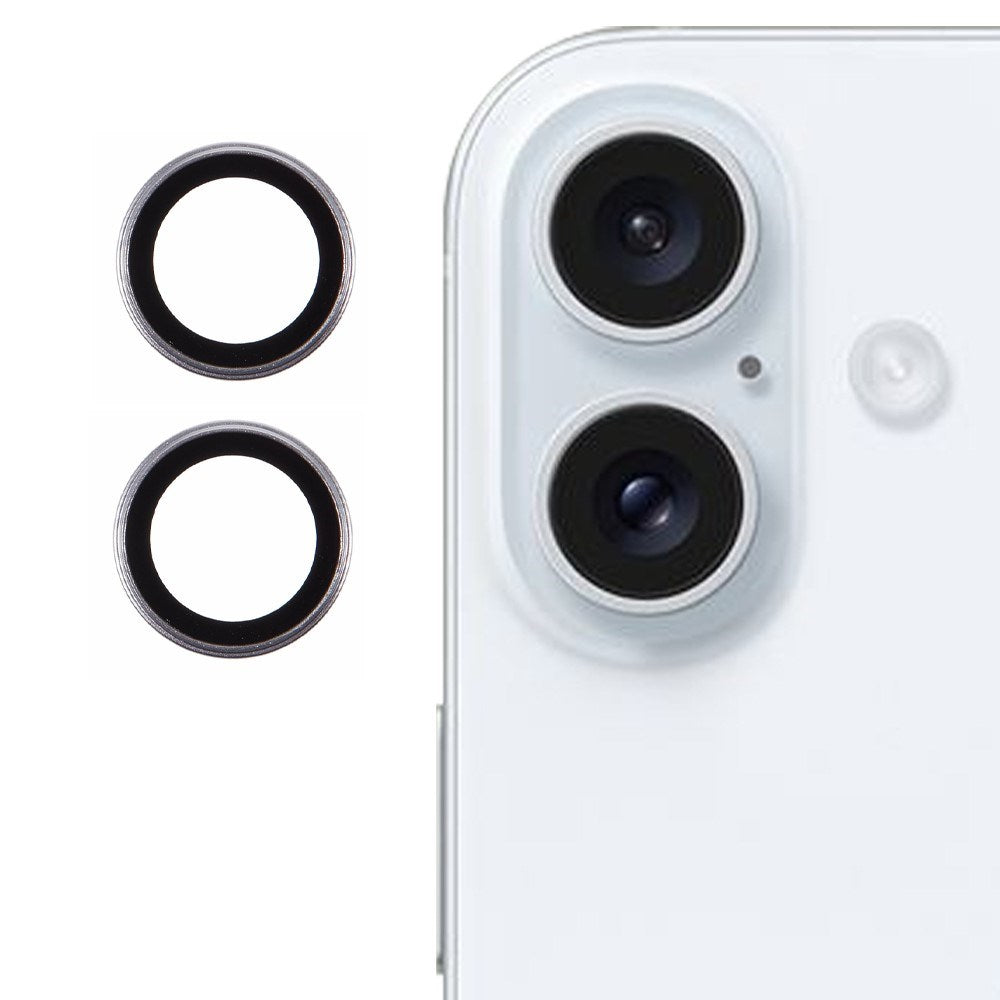 iPhone 16 / 16 Plus Kameralinse Beskyttelse - Sølv