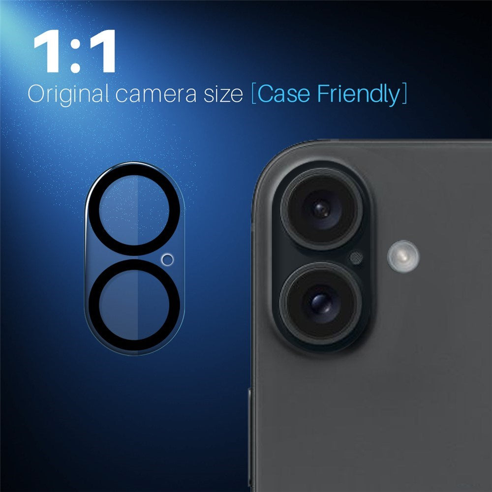 NORTHJO iPhone 16 / 16 Plus Hærdet Kameralinseglas - 2 stk. - Gennemsigtig / Sort Kant
