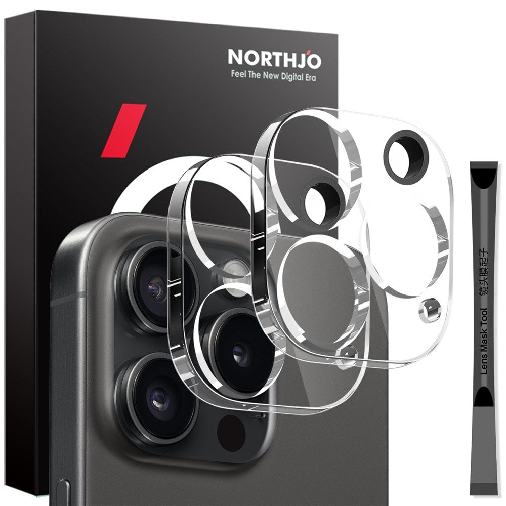 NORTHJO iPhone 16 Pro / 16 Pro Max Hærdet Kameralinseglas - 2 stk. - Gennemsigtig