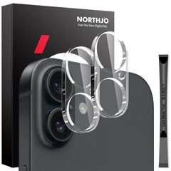 NORTHJO iPhone 16 / 16 Plus Hærdet Kameralinseglas - 2 stk. - Gennemsigtig