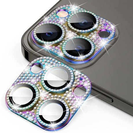 iPhone 16 Pro / 16 Pro Max Enkay Beskyttelsesglas til Kameralinse m. Rhinsten - Multi Farvet