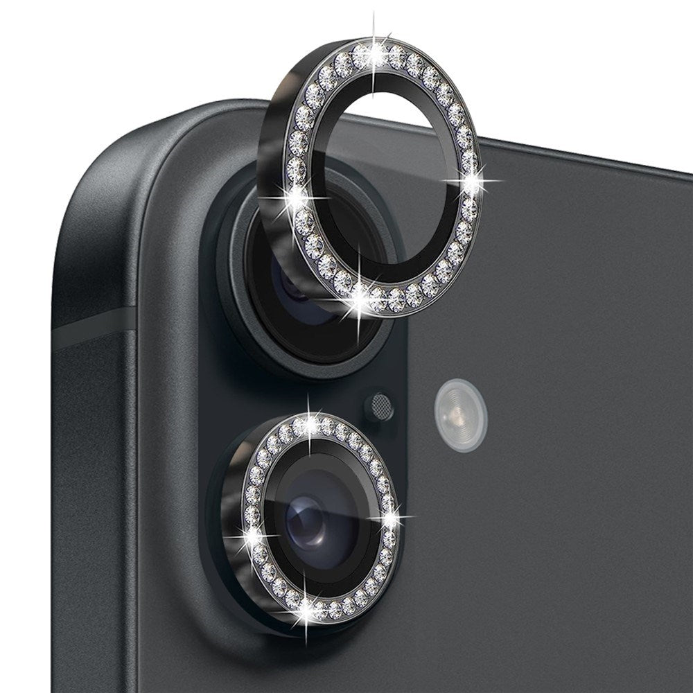 NORTHJO iPhone 16 / 16 Plus Kameralinsebeskyttelse - Pyntesten - Sort