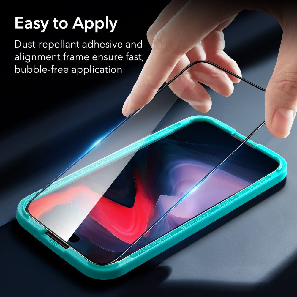 iPhone 16 Pro ESR Armorite Skærmbeskyttelse m. Monteringsramme - Gennmemsigtig