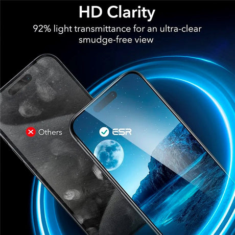 iPhone 16 Pro Max ESR Skærmbeskyttelse m. Monteringsramme - 2 stk - Gennemsigtig