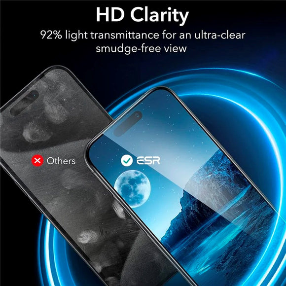 iPhone 16 Pro Max ESR Skærmbeskyttelse m. Monteringsramme - 2 stk - Gennemsigtig