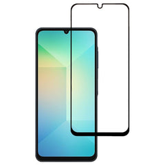 Samsung Galaxy A06 Hærdet Glas - Full Fit Skærmbeskyttelse - Gennemsigtig / Sort Kant