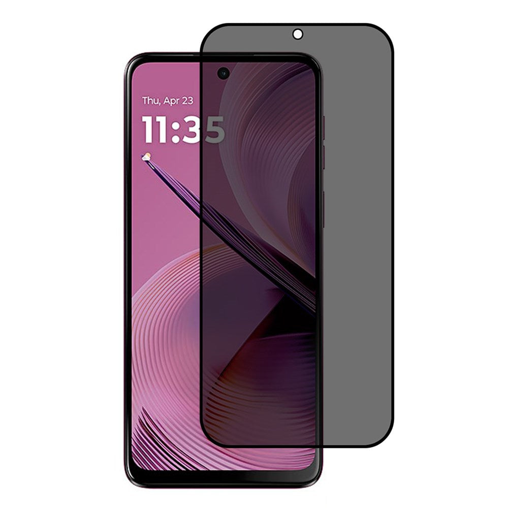 Motorola Moto G55 5G Privacy Skærmbeskyttelse - Hærdet Glas med Fuld Dækning og Silk Print