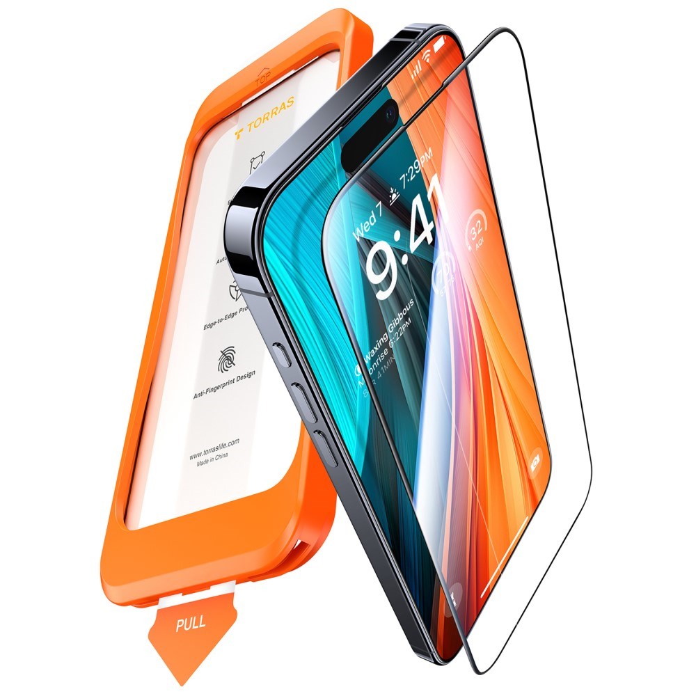 TORRAS iPhone 16 Pro Full Fit Hærdet Skærmbeskyttelsesglas - Gennemsigtig