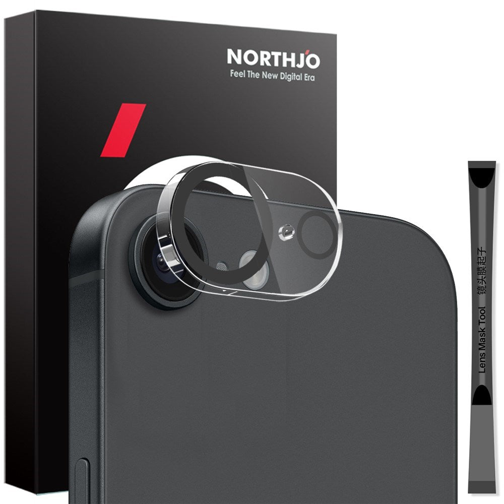 NORTHJO iPhone 17e / 16e Hærdet Kameralinseglas - Gennemsigtig / Sort Kant