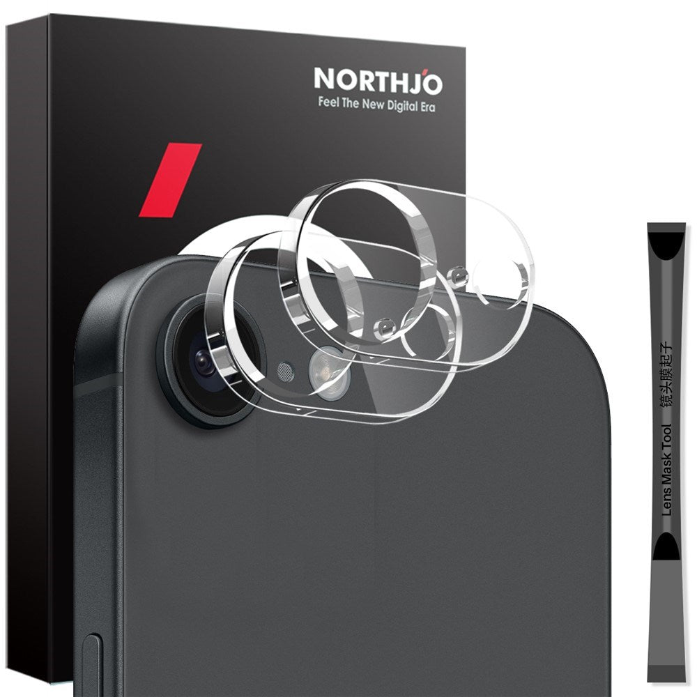 NORTHJO iPhone 17e / 16e Hærdet Kameralinseglas - 2 stk. - Gennemsigtig