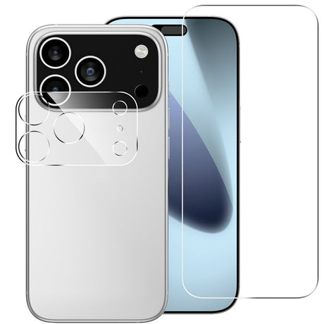 iPhone 17 Pro 2-i-1 Beskyttelsessæt m. Hærdet Skærmbeskyttelsesglas & Kameralinsebeskyttelsesfilm - Gennemsigtig