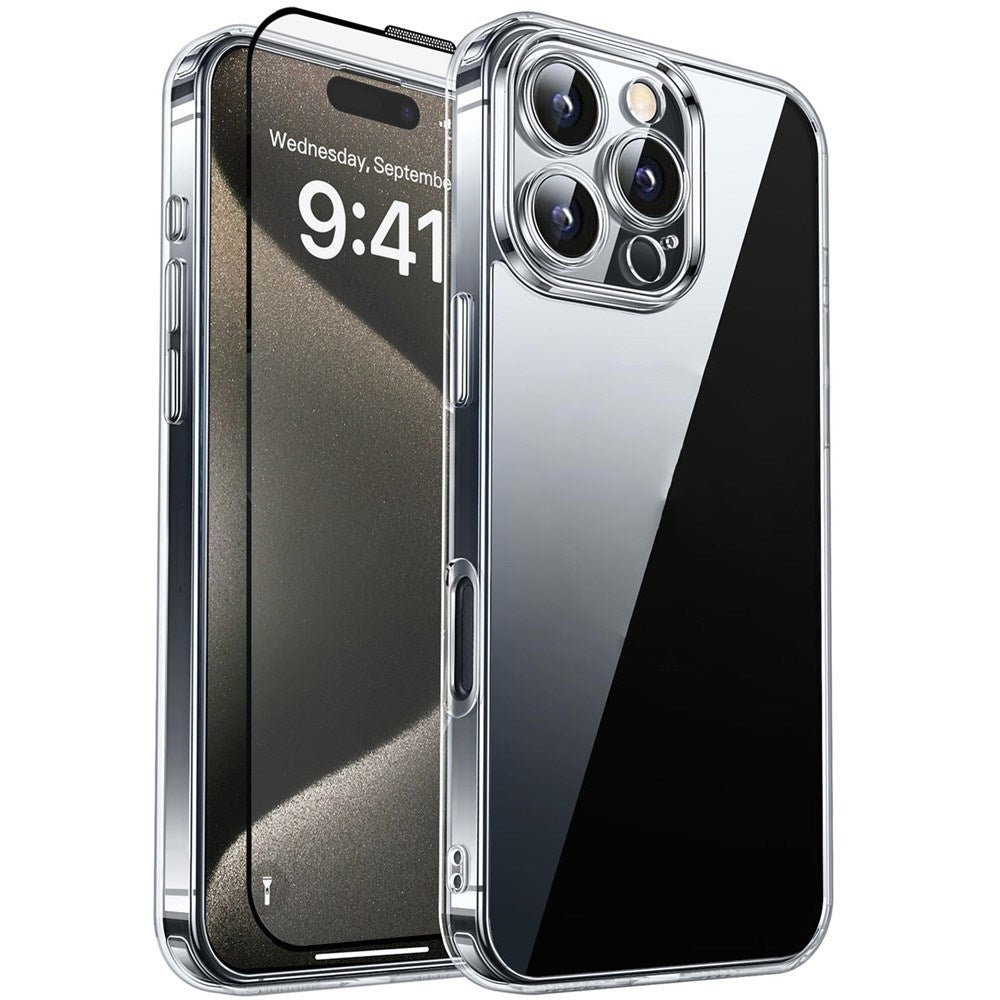 iPhone 15 Pro RURIHAI 2-i-1 Beskyttelsessæt m. Fleksibelt Plast Cover & Skærmbeskyttelsesglas - Gennemsigtig