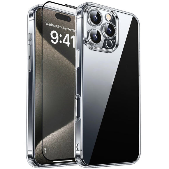 iPhone 15 Pro RURIHAI 2-i-1 Beskyttelsessæt m. Fleksibelt Plast Cover & Skærmbeskyttelsesglas - Gennemsigtig
