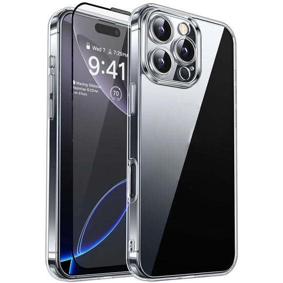 iPhone 16 Pro RURIHAI 2-i-1 Beskyttelsessæt m. Fleksibelt Plast Cover & Skærmbeskyttelsesglas - Gennemsigtig
