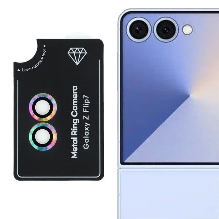 Samsung Galaxy Z Flip7 Kameralinsebeskyttelsessæt - Hærdet Glas - Multifarvet