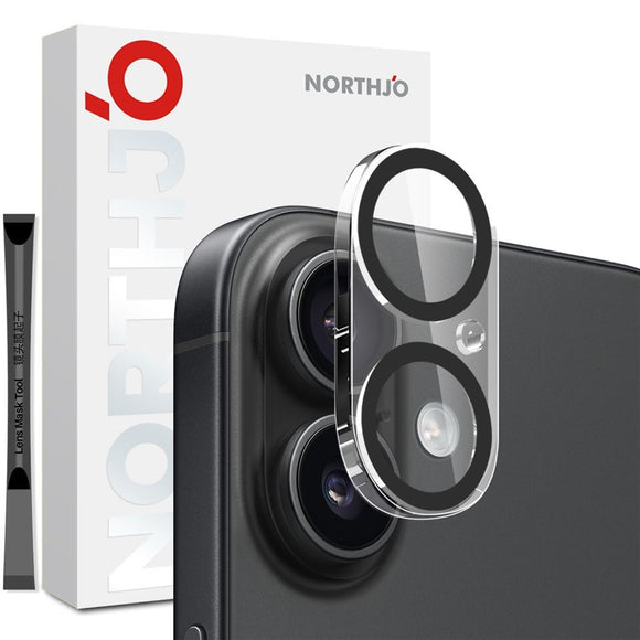 NORTHJO iPhone 17 Hærdet Kameralinseglas - Gennemsigtig / Sort
