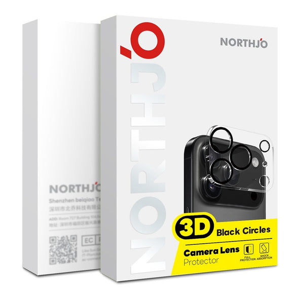 NORTHJO iPhone 17 Pro Hærdet Kameralinseglas - Gennemsigtig / Sort