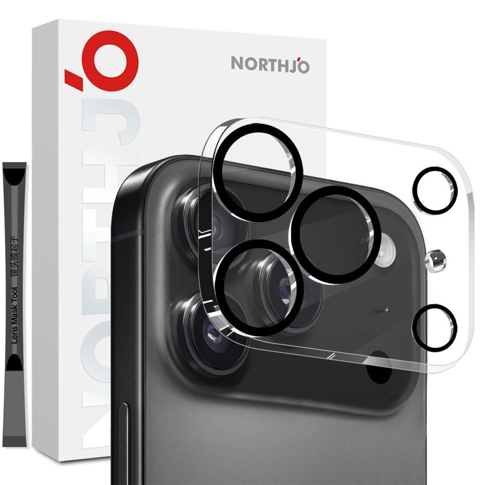 NORTHJO iPhone 17 Pro Max Hærdet Kameralinseglas - Gennemsigtig / Sort