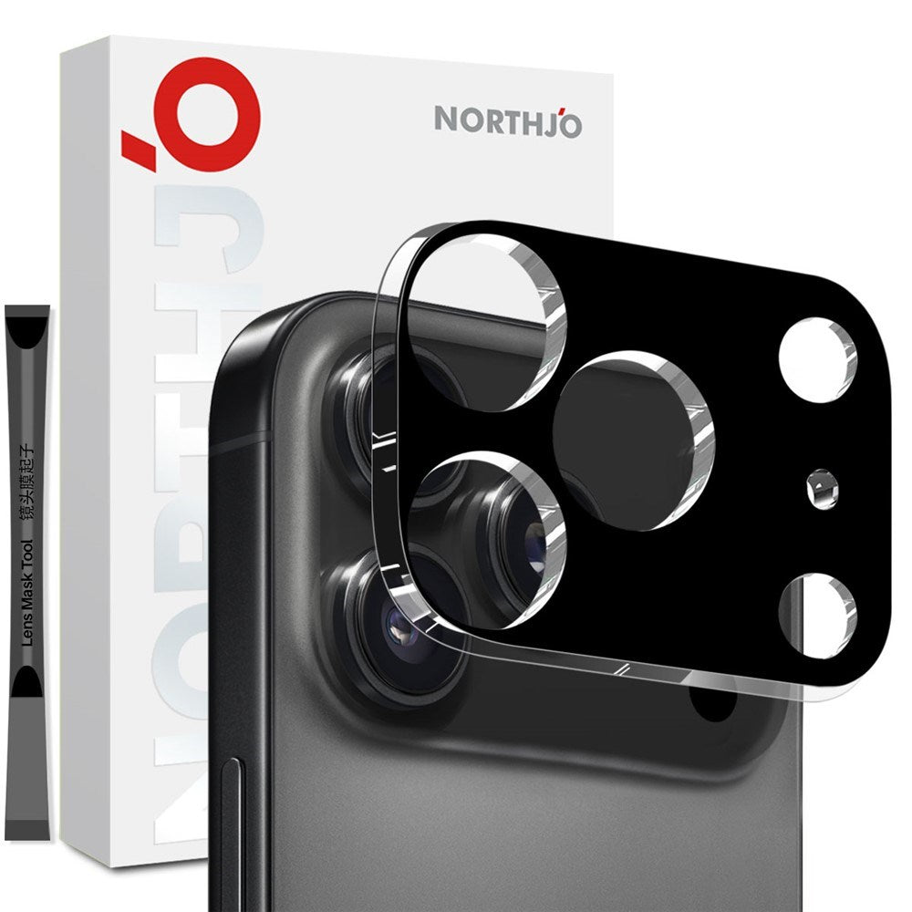 NORTHJO iPhone 17 Pro Hærdet Kameralinseglas - Sort