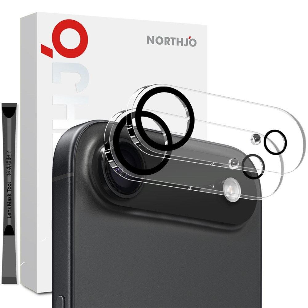 NORTHJO iPhone Air Hærdet Kameralinseglas - Gennemsigtig / Sort Kant- 2 Stk.