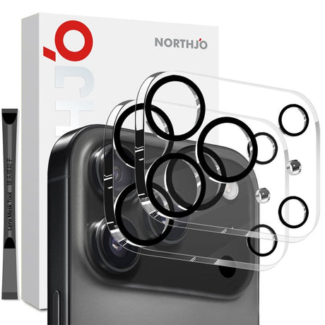 NORTHJO iPhone 17 Pro Hærdet Kameralinseglas - Gennemsigtig / Sort Kant- 2 Stk.