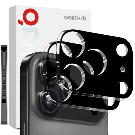 NORTHJO iPhone 17 Pro Hærdet Kameralinseglas - Sort - 2 Stk.
