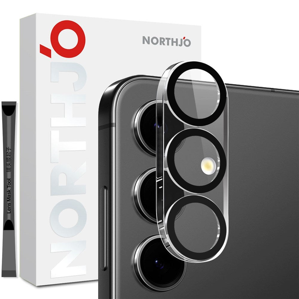 NORTHJO Samsung Galaxy S25 FE Hærdet Kameralinseglas - Gennemsigtig / Sort
