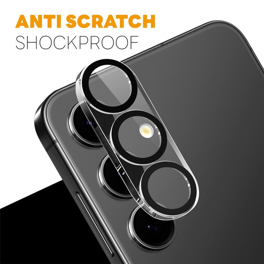 NORTHJO Samsung Galaxy S25 FE Hærdet Kameralinseglas - Gennemsigtig / Sort